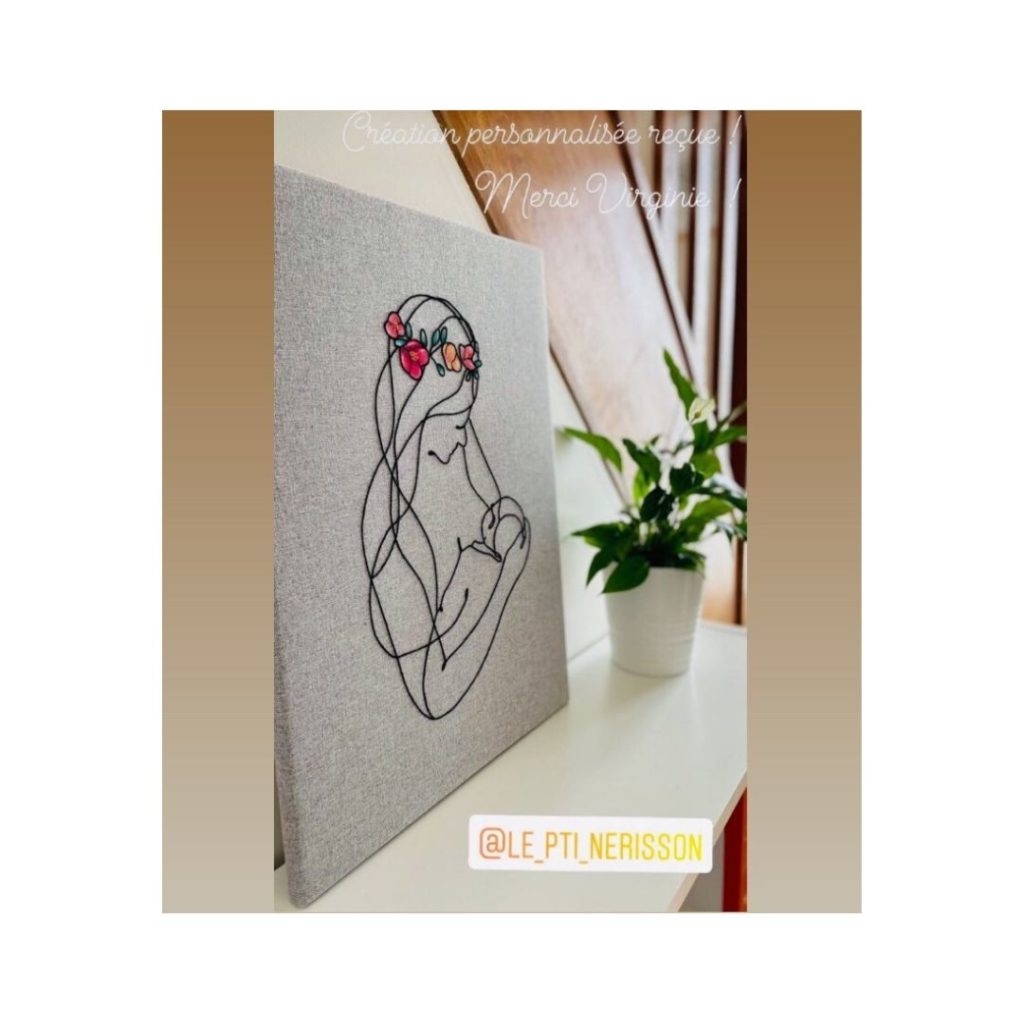 Tableau acrylique et broderie