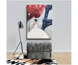 Tableau acrylique et textiles Paris
