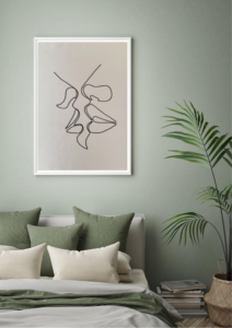 Tableau brodé dessin minimaliste couple