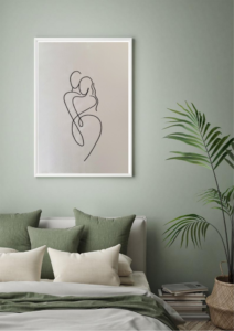 Tableau brodé dessin minimaliste couple