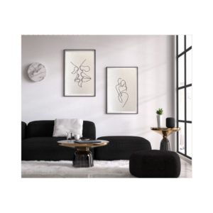 Tableau brodé dessin minimaliste couple