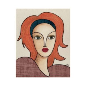 Tableau acrylique broderie et textiles