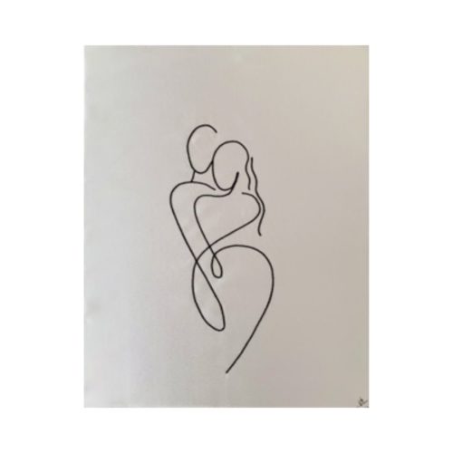 Tableau brodé sur satin