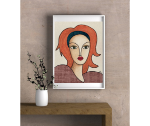 Tableau acrylique broderie et textiles