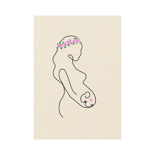 Tableau acrylique et broderie Future maman, maternité