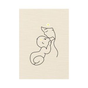 Tableau acrylique et broderie bébé et maman