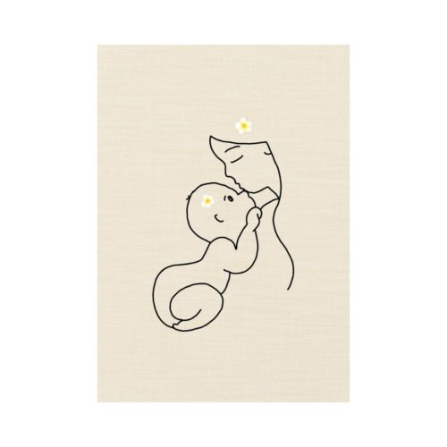 Tableau acrylique et broderie bébé et maman