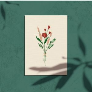 Tableau acrylique et broderie fleurs sauvages