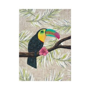 Tableau acrylique et broderie Toucan